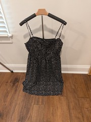 sleeveless dress – black with small white flowers, XXL plus