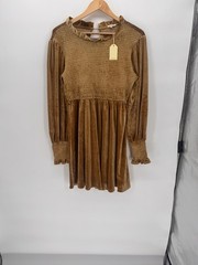 Jodifl Velveteen Velvet Marc Dress Sz S Fairy Core Cottage Core Mustard Yellow