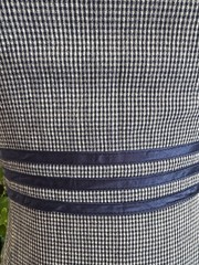 Sz 8 1980s 80s 90s Olivia Rose Navy Blue White Micro Plaid Check Midi Dress