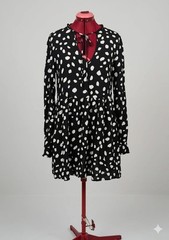Collusion Black and White Polka Dot Long Sleeve Dress UK 10 EU 38 US 6
