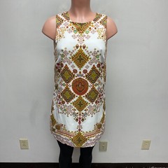 Ecote Ivory Sleeveless Backless Round Neck Pullover Rayon Tunic Top or Dress M