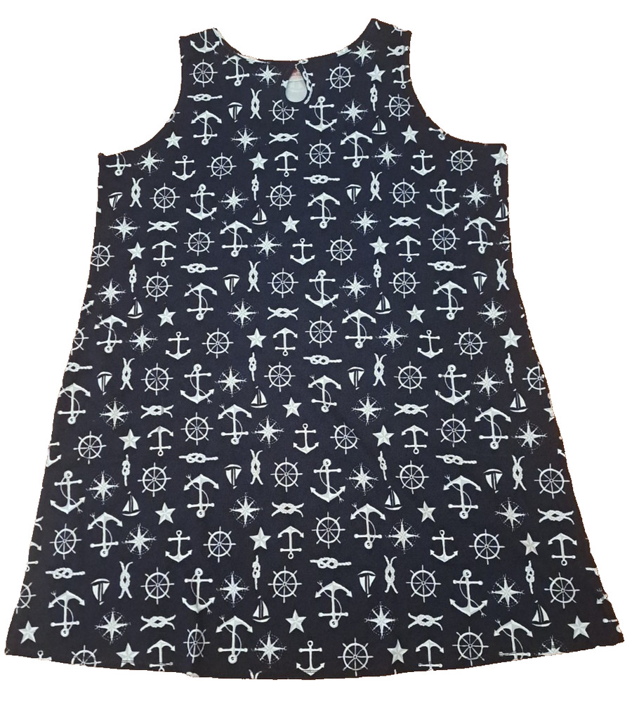 Womens Quacker Factory Dress Cover Up Sheath Nautical Cotton Beach Keyhole 3X