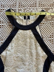 BCBGMAXAZRIA Ivory/Black Floral Lace Halter Fit & Flare Lined Dress 6
