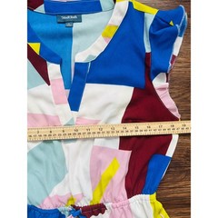 ModCloth Womens Abstract Geometric Print Ruffle Mini Dress Multi-Color Size L