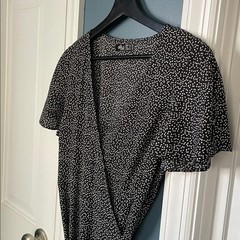 Ally Fashion Wrap Dress Chiffon Ruffle High-Low US 8 Polka Dot