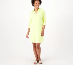 Candace Cameron Bure Collared Y-Neck Shirt Dress Sunny Lime XS New