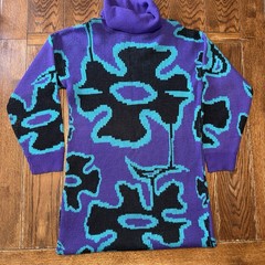 Vintage 80s Women’s Large Abstract Design Sweater Dress Vibrant Psychedelic
