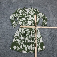 Sugarlips Dress Womens XS Green Floral Fit & Flare Short Smocked Ruffle