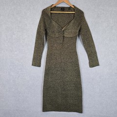 Husk Dress Womens Size Small Gold Metallic Knit Bodycon Midi Long Sleeve