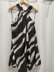 H&M Zebra Halter Dress Knee Length Black Brown White Sz XL NWT $34.99