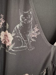 Torrid Nightfall Size 3 Deep V Neck Black Tiered Dress Mesh Floral Cats Romantic