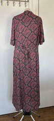 White Stuff Pink Pattern Short Sleeve Long Dress Size18 Tie Belt , Pockets