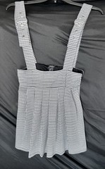 SMALL Forever 21 Black White HOUNDSTOOTH Pleated Pinafore Suspender Dress Skirt