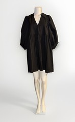 HUNTER BELL NY Dress size L Noah Mini Collared Puff Sleeve Black, Pockets
