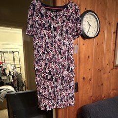 Connected Women&rsquo;s Sheath Dress Size 14 Animal Print Pink Black White Knee-Length