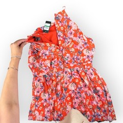 Falling Flowers Coral Pink Floral Halter Dress Women’s Large Sleeveless NWT