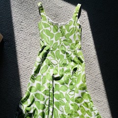 Nine West Corseted Coquette Cottagecore Leaf Print Size 2 Cotton Dress