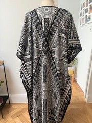 lovely HASLEMERE COLLECTIONS ladies long cotton black multiprint kaftan one size
