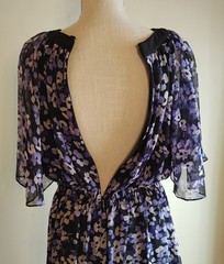 Kate Spade Chiffon Dress 100% Silk sz Med NWT $428 Short Hydrangea Purple Black