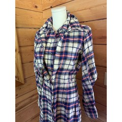 Fitted Plaid Flannel Dress Womens Medium Blue Red Tartan Long Sleeve Zara