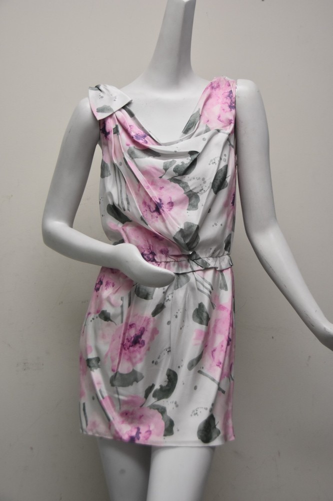 $295 NEW Cynthia Steffe Mini Short Dress SILK Lined Pink Grey Cowl Neck 2 4 6 8