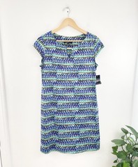 Ronni Nicole Purple Green Chevron Sleeveless Shift Dress Women’s 10 Petite New