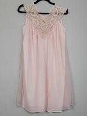 Vintage Aristocraft Nightie Dress Size M Light Pink Lace Trim Bridal Nylon Y2K