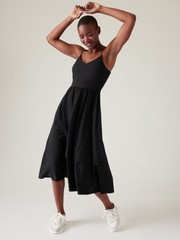 Athleta L Large Elation V-Neck Hybrid Dress Black NEW! #601546