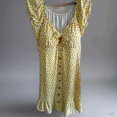 No Boundaries Sunflower Dress Xlg (15-17) Yellow Milkmaid 90s Babydoll Front Tye
