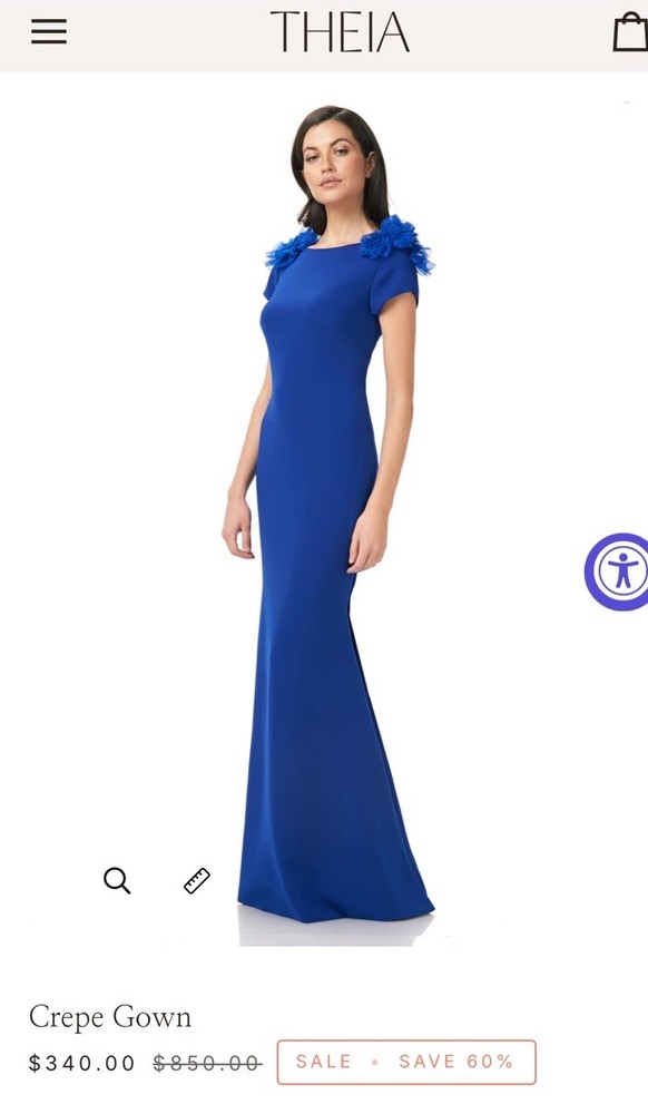 THEIA Royal Blue Crepe Dress Size 2 Formal Evening