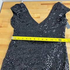 Lovers + Friends Black Sequin Mini Dress Open Back Cap Sleeve XS New