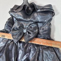 DASH Collection Metallic Silver Strapless Ruffle Bow Tiered Cocktail Dress Small