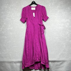 Anthropologie Maeve Breanna Wrap Dress Size 4 Raspberry Pink Puff Sleeve NWT