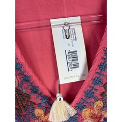 Johnny Was KALEA Coral Pink Floral Embroidered Mini Dress Size Medium NEW
