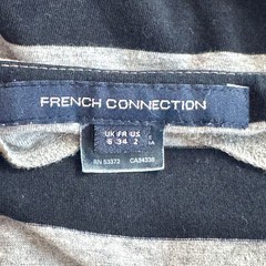 French Connection Navy Blue Grey Stripe Bodycon Midi Dress Women’s US 2 UK 6