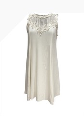 Entro Women&rsquo;s Cream Sleeveless Dress with Crochet Detail