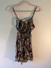 Angie Floral Mini Dress / Tunic Top Size Small Boho Adjustable Straps