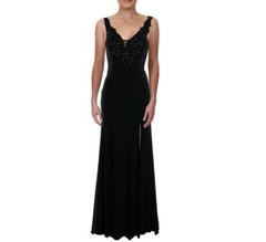 Say Yes To The Prom Junior Womens 11/12 Black Bejeweled Bodice Halter Gown NWT