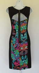 NICOLE BY NICOLE MILLER FLORAL DRESS BLACK POLY RAYON SPANDEX KNIT BLACK