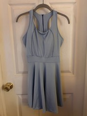 SHEIN Blue Solid Sleeveless Racerback Fit & Flare Short Dress Zip Size S