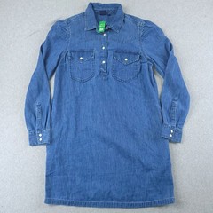 Gap Western Mini Dress Womens Small Blue Denim Long Sleeve NWT Snap Shirt Dress
