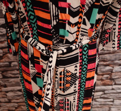 Next Ladies Elasticated Waist Tie Fronted Multicoloured 3/4 Sleeve Dress Size 10