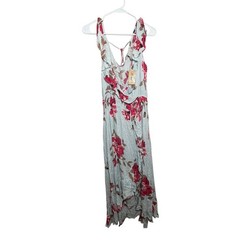 American Rag Dress Women&rsquo;s Medium Colorful Floral Ruffle Wrap Long Crossover NWT