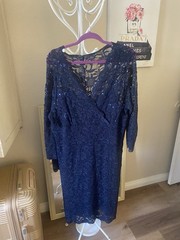 Marina Navy Blue Lace Sequins Dress Size 20
