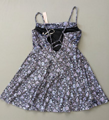 BCBGeneration Size MEDIUM Spaguetti Straps Black Velvet Floral Mini Dress NEW