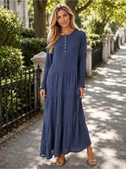 Blue Tiered Midi Dress