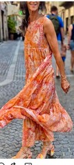 MAX MARA Orange Pattern Long Dress