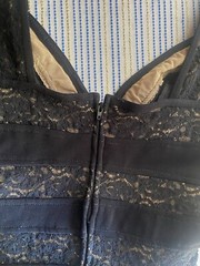 Vintage 1990s Tadashi Mini Dress Womens Size XS Black Lace Chiffon