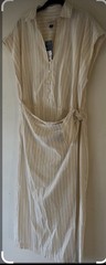 Medium Short Sleeve Wrap Waist Midi Shirtdress – Universal Thread Cream Striped
