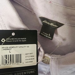 NWT EDDIE BAUER EB Hemplify Utility SS Dress Women&rsquo;s L Lavender Mist Hemp Blend